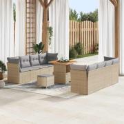 vidaXL Trädgårdsoffset 11 pcs Beige konstrotting
