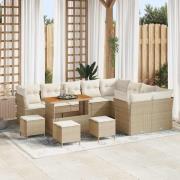 vidaXL Trädgårdsoffset 13 pcs Beige konstrotting