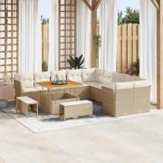 vidaXL Trädgårdsoffset 13 pcs Beige konstrotting