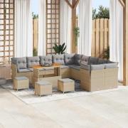 vidaXL Trädgårdsoffset 14 pcs Beige konstrotting