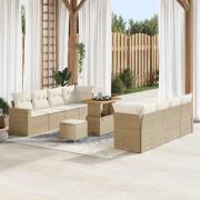 vidaXL Trädgårdsoffset Höjdjusterbar 11 pcs Beige konstrotting