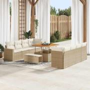 vidaXL Trädgårdsoffset Höjdjusterbar 11 pcs Beige konstrotting
