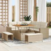 vidaXL Trädgårdsoffset 8 pcs Beige konstrotting
