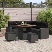 vidaXL Trädgårdsoffset 8 pcs Svart konstrotting