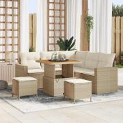 vidaXL Trädgårdsoffset 8 pcs Beige konstrotting