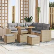 vidaXL Trädgårdsoffset 8 pcs Beige konstrotting