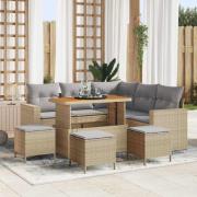 vidaXL Trädgårdsoffset 9 pcs Beige konstrotting