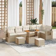 vidaXL Trädgårdsoffset Höjdjusterbar 9 pcs Beige konstrotting