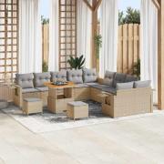 vidaXL Trädgårdsoffset 13 pcs Beige konstrotting