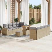 vidaXL Trädgårdsoffset 11 pcs Beige konstrotting