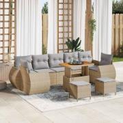 vidaXL Trädgårdsoffset 10 pcs Beige konstrotting