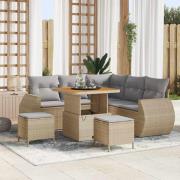vidaXL Trädgårdsoffset 8 pcs Beige konstrotting