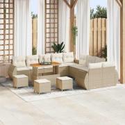 vidaXL Trädgårdsoffset 14 pcs Beige konstrotting