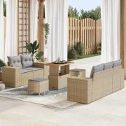 vidaXL Trädgårdsoffset 8 pcs Beige konstrotting