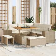 vidaXL Trädgårdsoffset 8 pcs Beige konstrotting