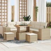 vidaXL Trädgårdsoffset 8 pcs Beige konstrotting