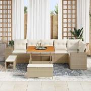 vidaXL Trädgårdsoffset 9 pcs Beige konstrotting