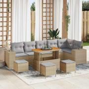 vidaXL Trädgårdsoffset 10 pcs Beige konstrotting