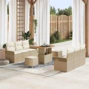 vidaXL Trädgårdsoffset 9 pcs Beige konstrotting