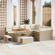 vidaXL Trädgårdsoffset Höjdjusterbar 12 pcs Beige konstrotting