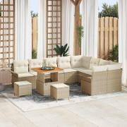 vidaXL Trädgårdsoffset Höjdjusterbar 12 pcs Beige konstrotting