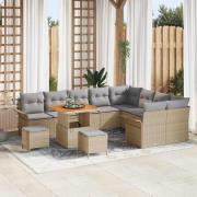 vidaXL Trädgårdsoffset 12 pcs Beige konstrotting