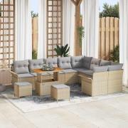 vidaXL Trädgårdsoffset Höjdjusterbar 12 pcs Beige konstrotting
