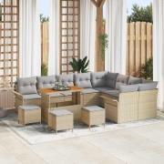 vidaXL Trädgårdsoffset Höjdjusterbar 13 pcs Beige konstrotting