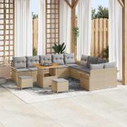 vidaXL Trädgårdsoffset 13 pcs Beige konstrotting