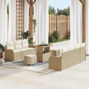 vidaXL Trädgårdsoffset Höjdjusterbar 10 pcs Beige konstrotting