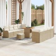 vidaXL Trädgårdsoffset Höjdjusterbar 11 pcs Beige konstrotting
