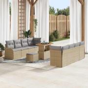 vidaXL Trädgårdsoffset Höjdjusterbar 11 pcs Beige konstrotting