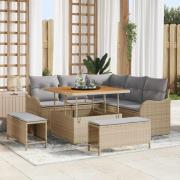vidaXL Trädgårdsoffset 8 pcs Beige konstrotting