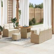 vidaXL Trädgårdsoffset 8 pcs Beige konstrotting
