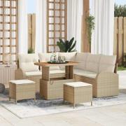 vidaXL Trädgårdsoffset med kudde 8 pcs Beige Poly rattan