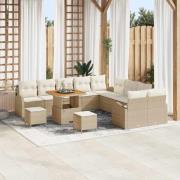vidaXL Trädgårdsoffset med kudde 13 pcs Beige Poly rattan