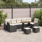 vidaXL Trädgårdsoffset med kudde 10 pcs Svart Poly rattan