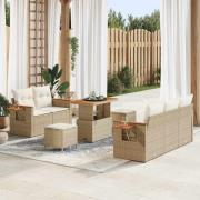 vidaXL Trädgårdsoffset 8 pcs beige och gräddvit 90 x 55 x 71 cm