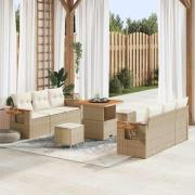 vidaXL Trädgårdsoffset 9 pcs beige och gräddvit 80 x 80 x 71 cm