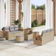 vidaXL Trädgårdsoffset 9 pcs beige och ljusgrå 90 x 55 x 71 cm