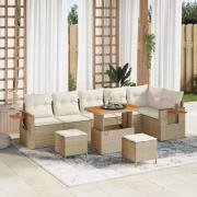 vidaXL Trädgårdsoffset 9 pcs beige och gräddvit 90 x 55 x 71 cm