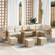 vidaXL Trädgårdsoffset 10 pcs beige och gräddvit 110 x 55 x 71 cm