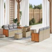 vidaXL Trädgårdsoffset 9 pcs beige och ljusgrå 90 x 55 x 71 cm
