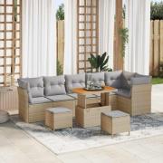 vidaXL Trädgårdsoffset 9 pcs beige och ljusgrå 90 x 55 x 71 cm
