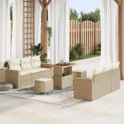 vidaXL Trädgårdsoffset 9 pcs beige och gräddvit 90 x 55 x 71 cm