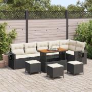 vidaXL Trädgårdsoffset med lagring 10 pcs Svart Poly rattan
