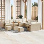 vidaXL Trädgårdsoffset med lagring 13 pcs Beige Poly rattan