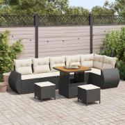 vidaXL Trädgårdsoffset 9 pcs Svart och gräddvit 80 x 80 x 71 cm