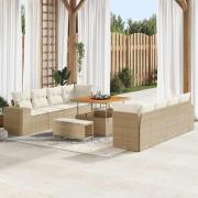vidaXL Trädgårdsoffset 11 pcs Beige och gräddfärgad 100 x 100 x 71 cm
