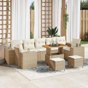 vidaXL Trädgårdsoffset 10 pcs Beige och gräddfärgad 90 x 55 x 71 cm